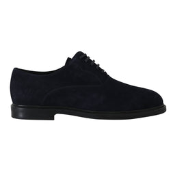 Blue Suede Derby Dress Laceups Formal Shoes