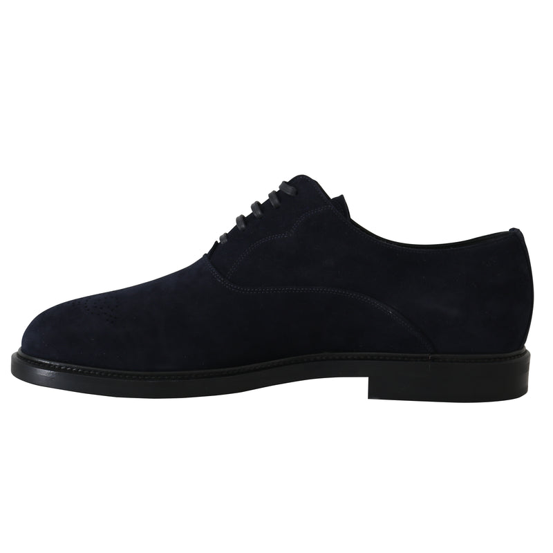 Blue Suede Derby Dress Laceups Formal Shoes