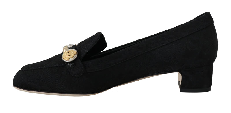 Black Brocade Ricamo Moccasin