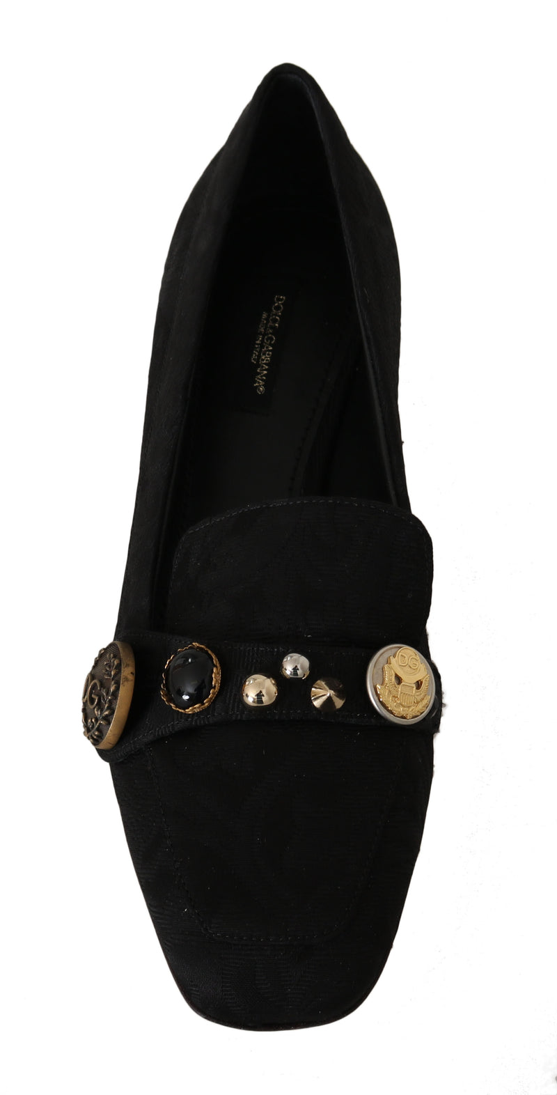 Black Brocade Ricamo Moccasin