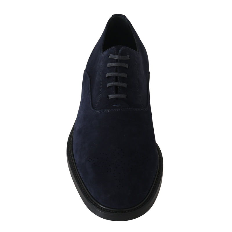 Blue Suede Derby Dress Laceups Formal Shoes