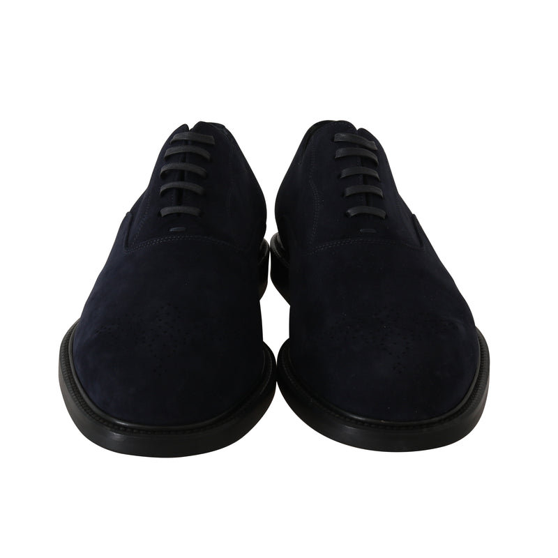 Blue Suede Derby Dress Laceups Formal Shoes