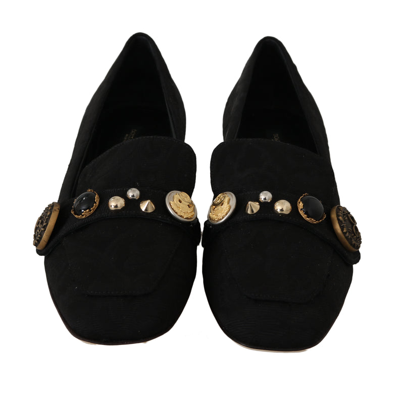 Black Brocade Ricamo Moccasin