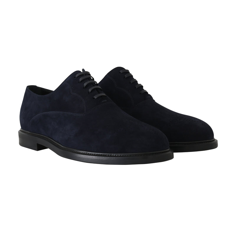 Blue Suede Derby Dress Laceups Formal Shoes