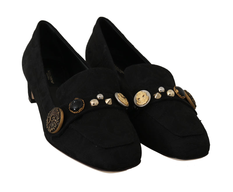 Black Brocade Ricamo Moccasin