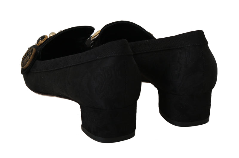 Black Brocade Ricamo Moccasin