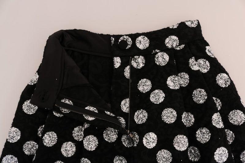 Black Cotton Silver Polka Dot Pants