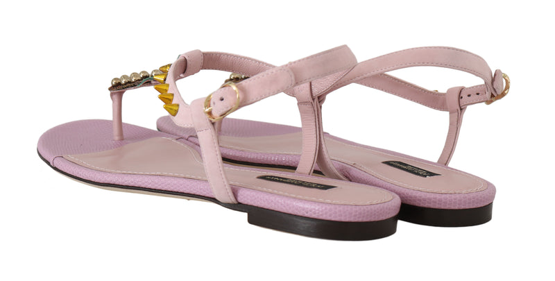 Pink Leather Pineapple Flip Flops