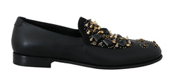 Black Leather Crystal Studded Brogues