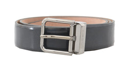 Gray Leather Silver Buckle Belt