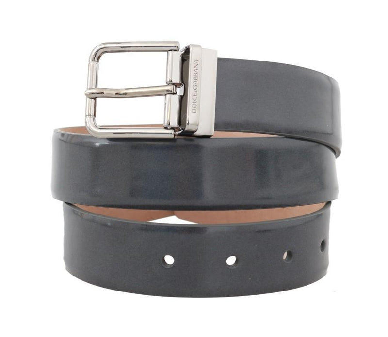 Gray Leather Silver Buckle Belt