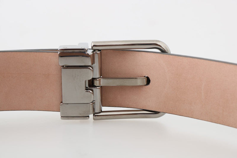 Gray Leather Silver Buckle Belt