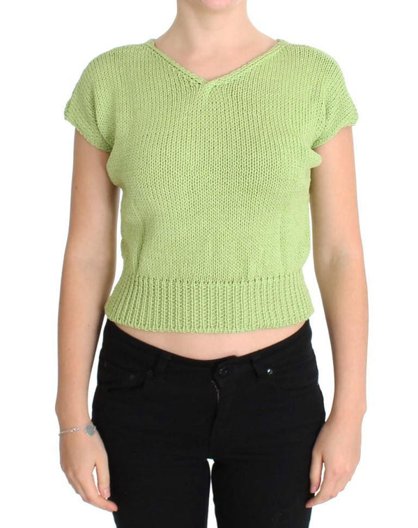 Green Cotton Blend Knitted Sweater