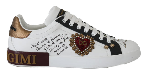 White Leather Heart San Michele Sneakers
