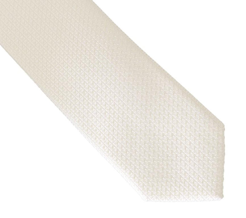 White Silk Patterned Skinny Tie