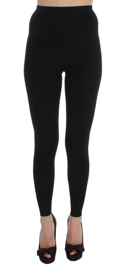 Black Wool Stretch Tights Pants