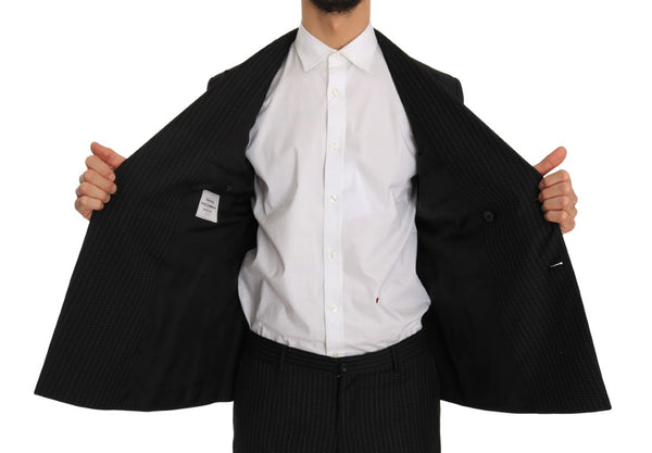 Black Striped Crystal Bee Slim Fit Suit