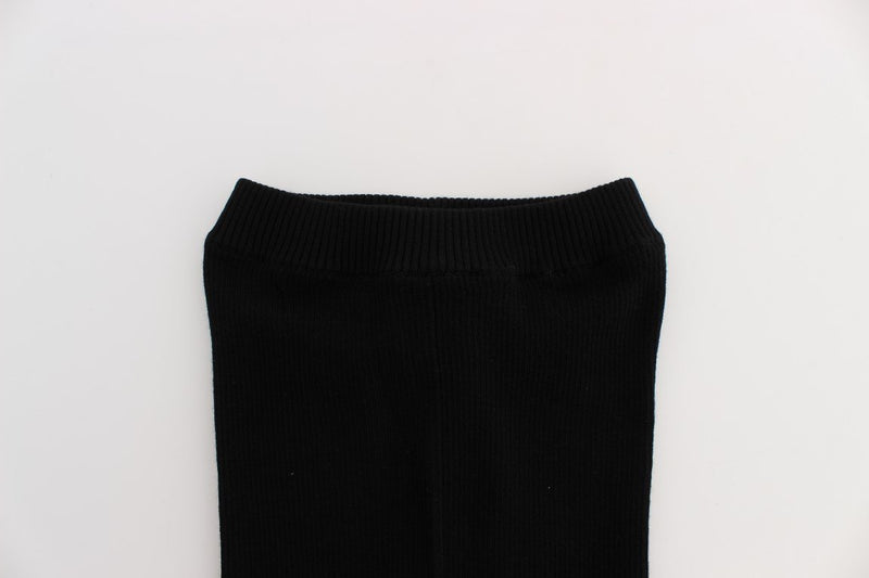 Black Wool Stretch Tights Pants