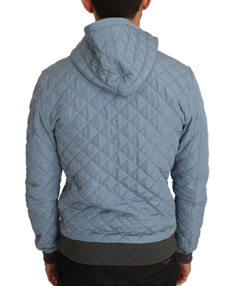 Blue Gold Zipper Logo Bomber Jacket