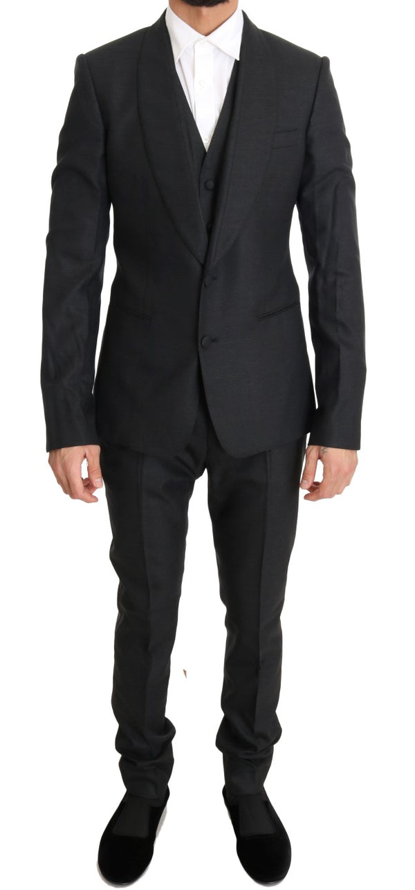 Gray Wool Silk Stretch Slim Fit Suit