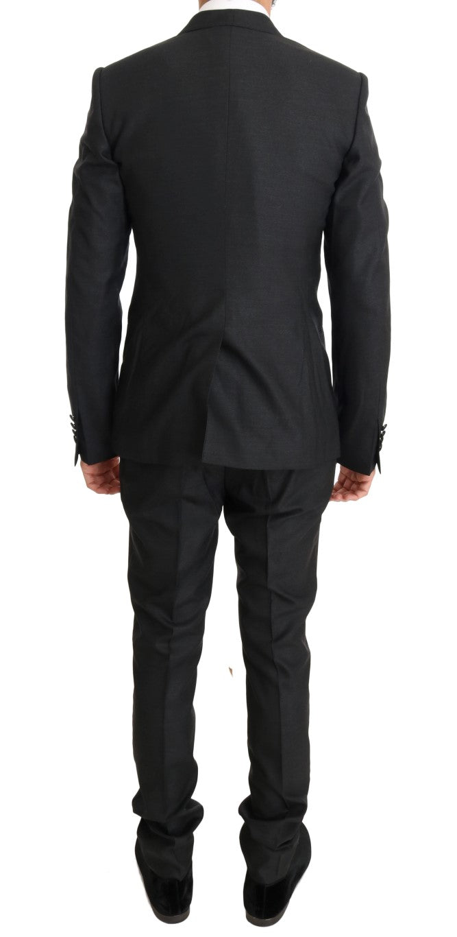 Gray Wool Silk Stretch Slim Fit Suit