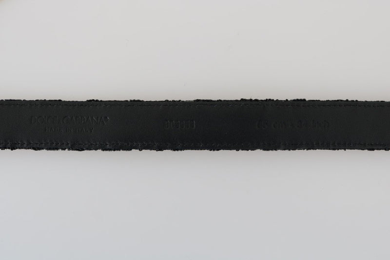 Black Cotton Lace Leather Belt
