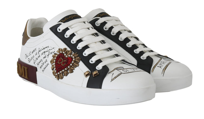 White Leather Heart San Michele Sneakers