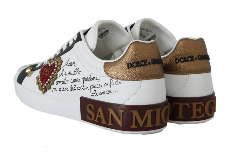 White Leather Heart San Michele Sneakers