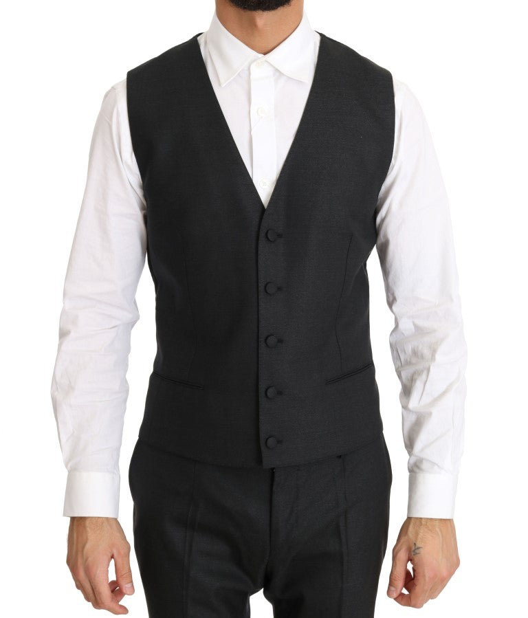 Gray Wool Silk Stretch Slim Fit Suit