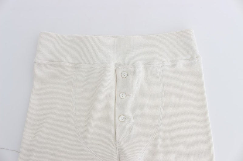 White Ribbed Wool Underwear Shorts