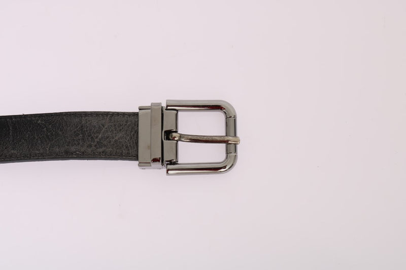 Gray Leather Silver Buckle Belt