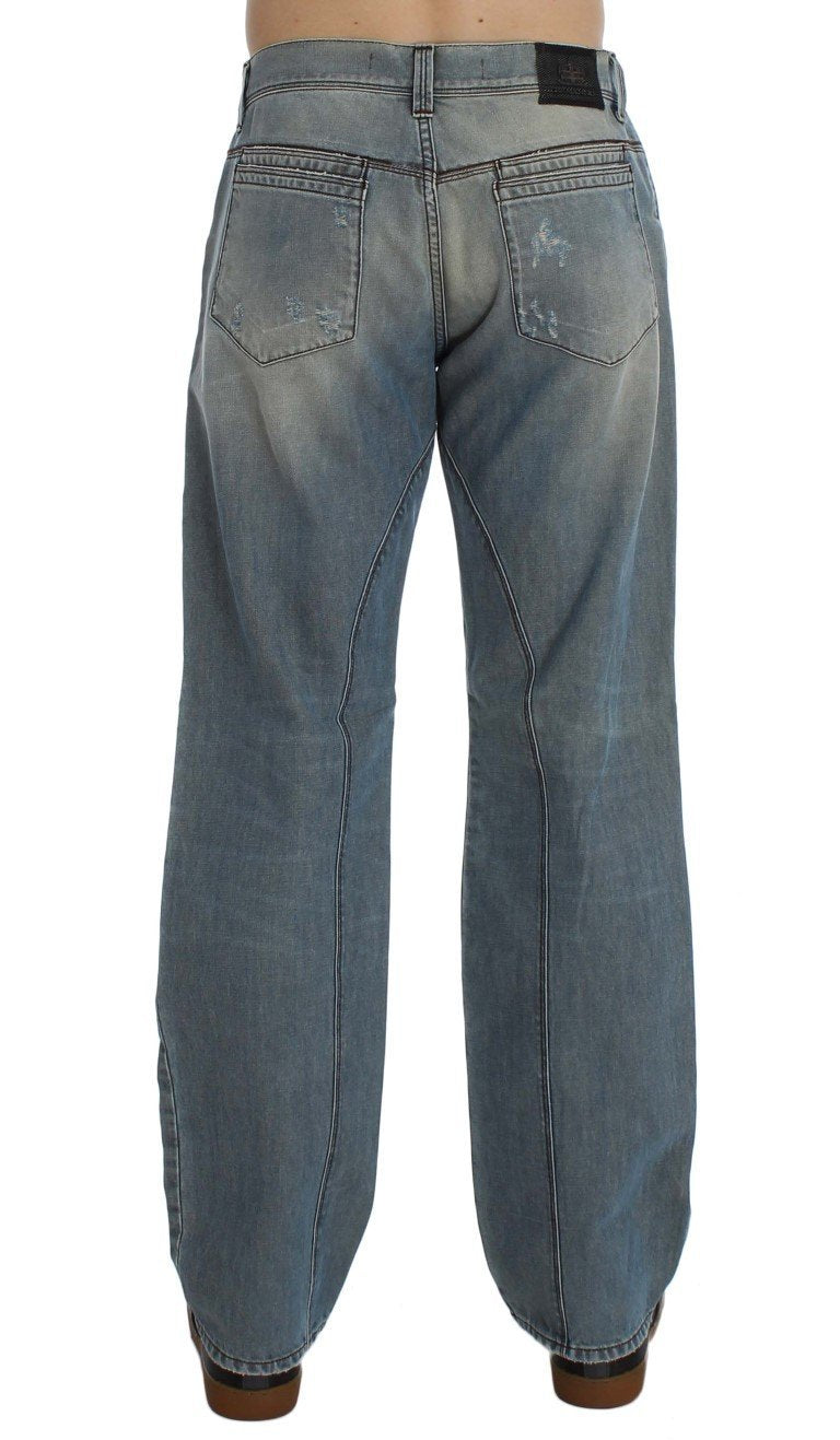 Blue Wash Cotton Denim Baggy Fit Jeans