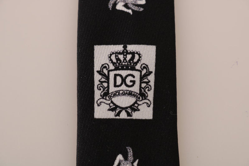 Black Silk Trinacria Print Classic Tie