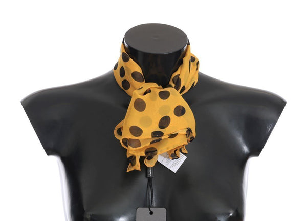 Yellow Polka Dotted Silk Scarf