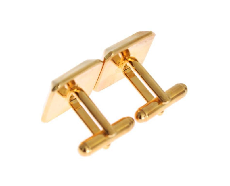 Clear Crystal Gold Brass Cufflinks