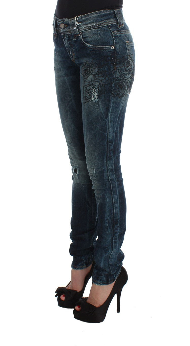 Blue Wash Cotton Blend Slim Fit Jeans