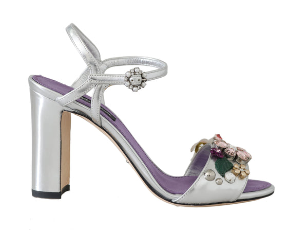 Silver Crystal Floral Sandals