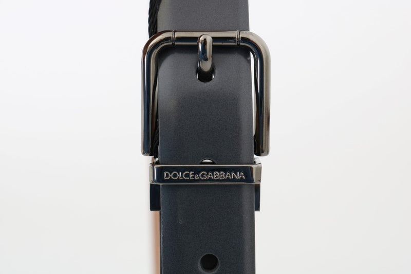 Gray Leather Silver Buckle Belt