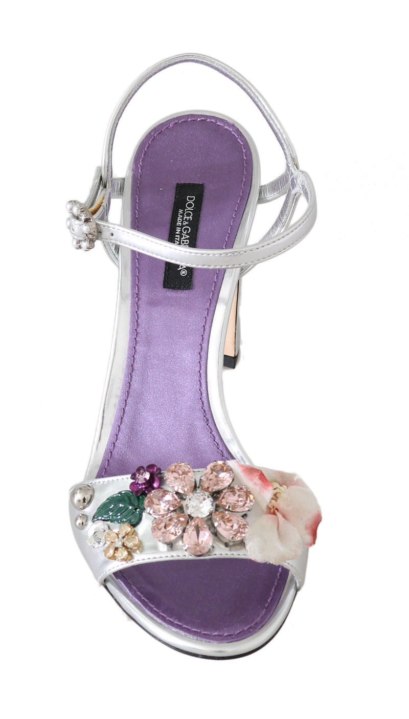 Silver Crystal Floral Sandals
