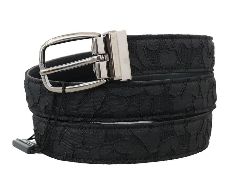 Black Lace Leather SIlver Buckle Belt