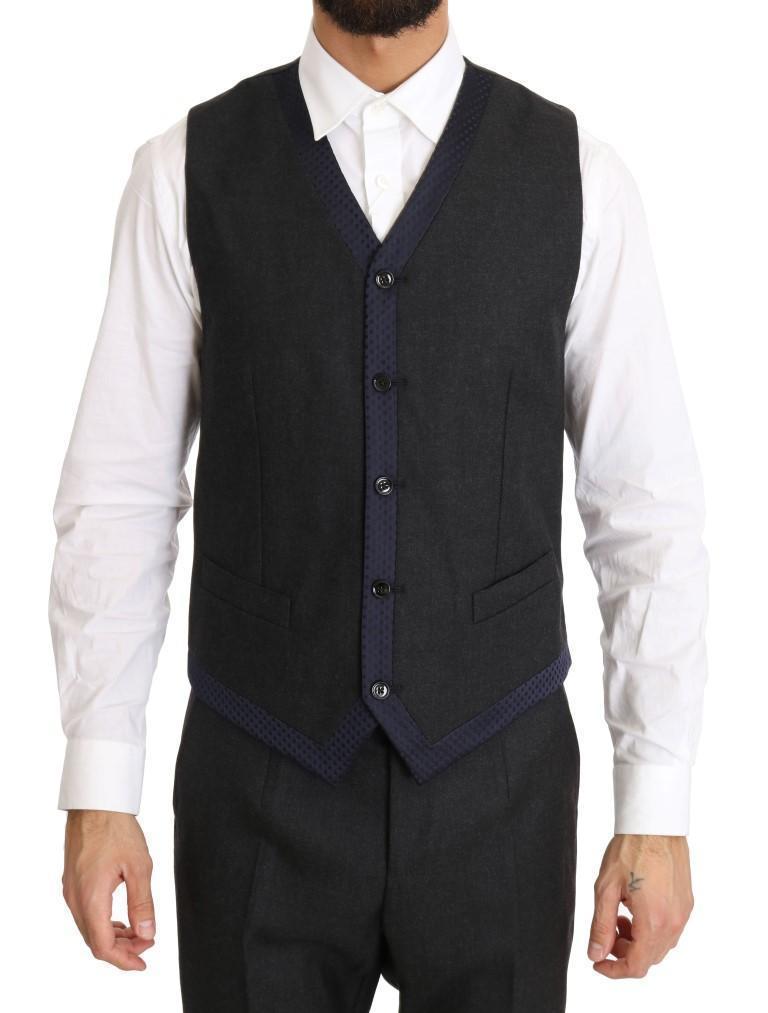 Gray Wool Blue Silk Double Breasted Suit