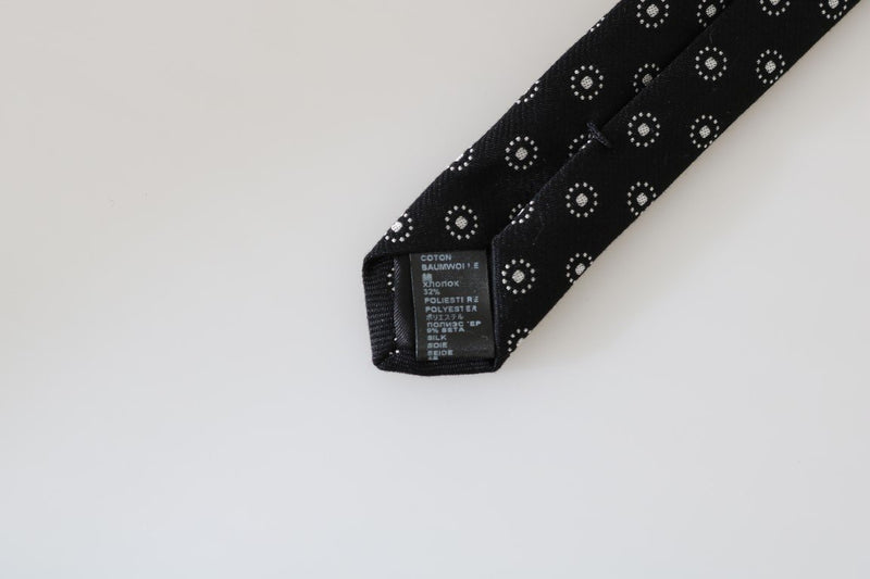 Black Silk White Pattern Classic Tie