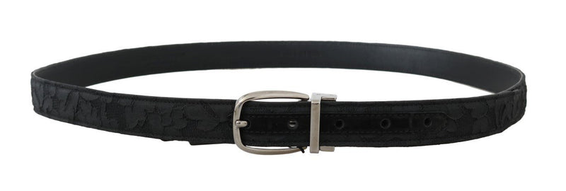 Black Lace Leather SIlver Buckle Belt