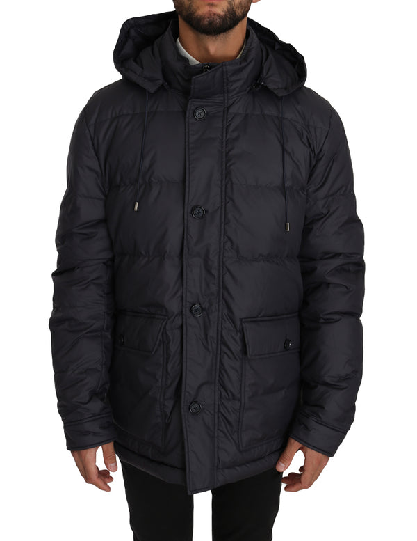 Blue Winter Puffer Hooded Jacket