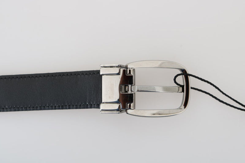 Black Lace Leather SIlver Buckle Belt