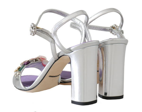 Silver Crystal Floral Sandals