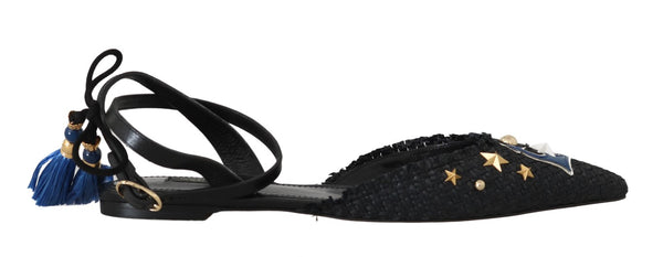 Ankle Strap Anchor Studded Leather Shoes