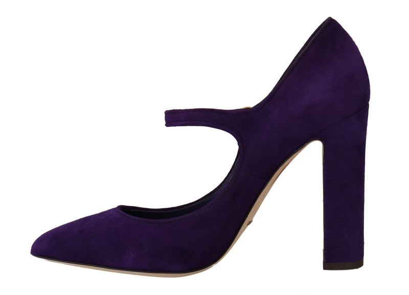 Purple Suede Leather Mary Jane Pumps