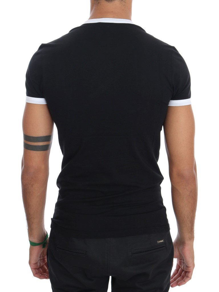 Black Cotton Stretch Crewneck T-Shirt