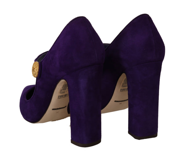 Purple Suede Leather Mary Jane Pumps